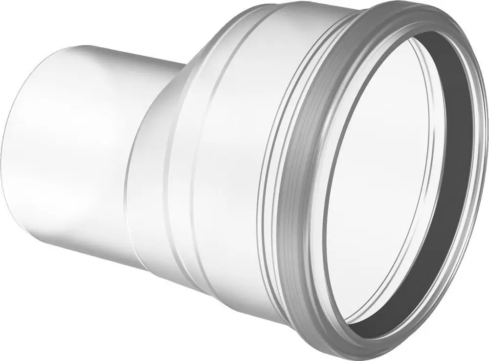 Adapter zur Verbindung von Abgassystemen, mit einem geraden Anschluss und sichtbarer Gewindeoberfläche. Hergestellt von Bosch.